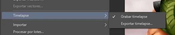 Al terminar el dibujo, volver al menu para exportar el speedpaint en ClipStudio Paint