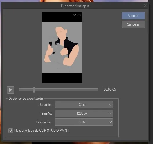 Exportar speedpaint de ClipStudio Paint